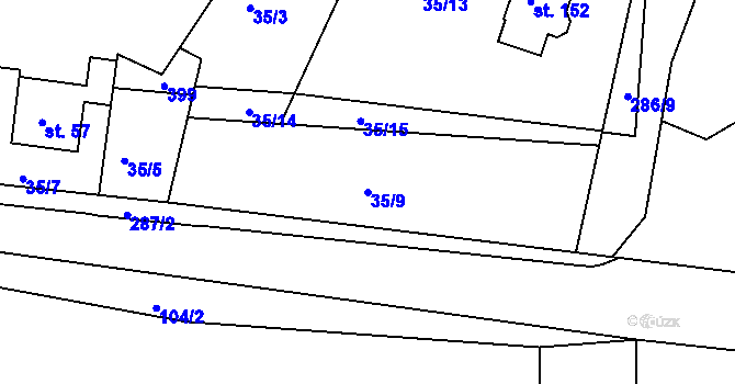 Parcela st. 35/9 v KÚ Čepí, Katastrální mapa