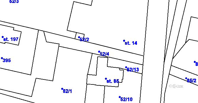 Parcela st. 52/4 v KÚ Čepí, Katastrální mapa