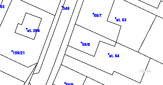 Parcela st. 59/8 v KÚ Čepí, Katastrální mapa