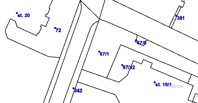 Parcela st. 67/1 v KÚ Čepí, Katastrální mapa