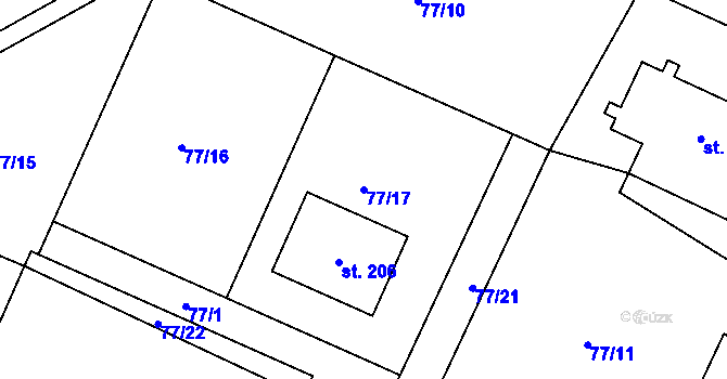 Parcela st. 77/17 v KÚ Čepí, Katastrální mapa