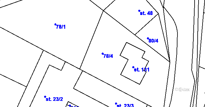 Parcela st. 78/4 v KÚ Čepí, Katastrální mapa