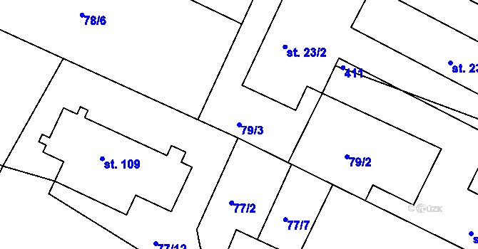 Parcela st. 79/3 v KÚ Čepí, Katastrální mapa