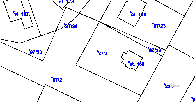 Parcela st. 87/3 v KÚ Čepí, Katastrální mapa