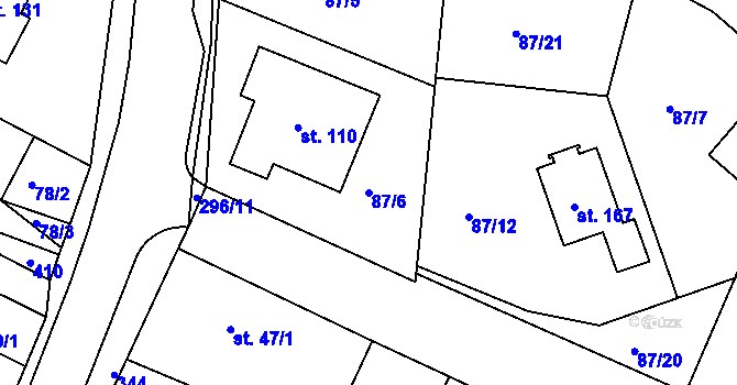 Parcela st. 87/6 v KÚ Čepí, Katastrální mapa