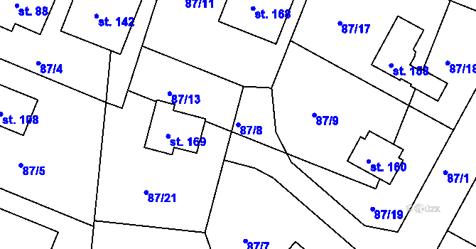 Parcela st. 87/8 v KÚ Čepí, Katastrální mapa
