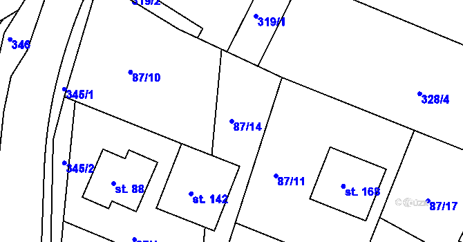 Parcela st. 87/14 v KÚ Čepí, Katastrální mapa