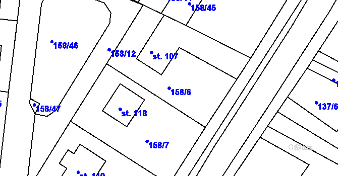 Parcela st. 158/6 v KÚ Čepí, Katastrální mapa