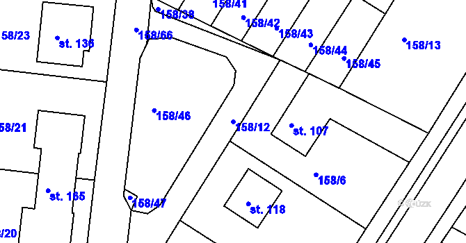 Parcela st. 158/12 v KÚ Čepí, Katastrální mapa