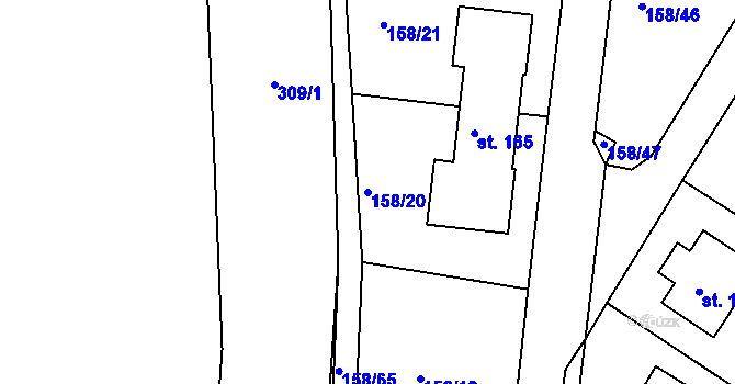 Parcela st. 158/20 v KÚ Čepí, Katastrální mapa