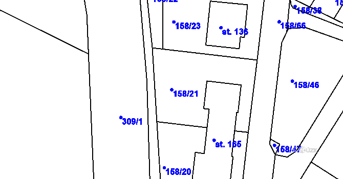 Parcela st. 158/21 v KÚ Čepí, Katastrální mapa