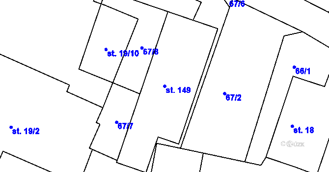 Parcela st. 149 v KÚ Čepí, Katastrální mapa