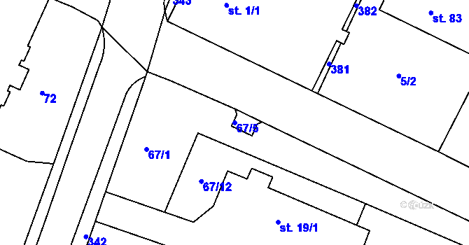 Parcela st. 67/5 v KÚ Čepí, Katastrální mapa