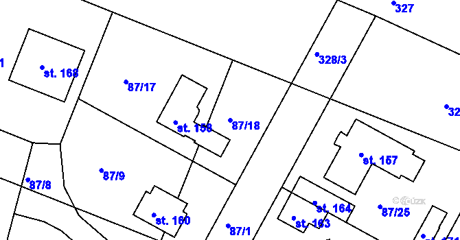 Parcela st. 87/18 v KÚ Čepí, Katastrální mapa
