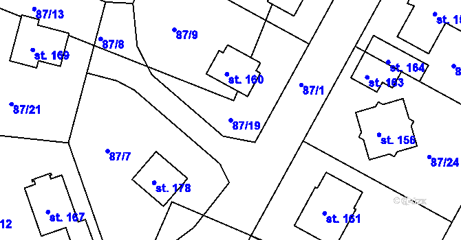 Parcela st. 87/19 v KÚ Čepí, Katastrální mapa
