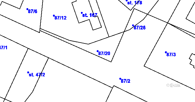 Parcela st. 87/20 v KÚ Čepí, Katastrální mapa