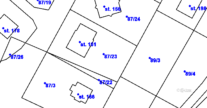 Parcela st. 87/23 v KÚ Čepí, Katastrální mapa