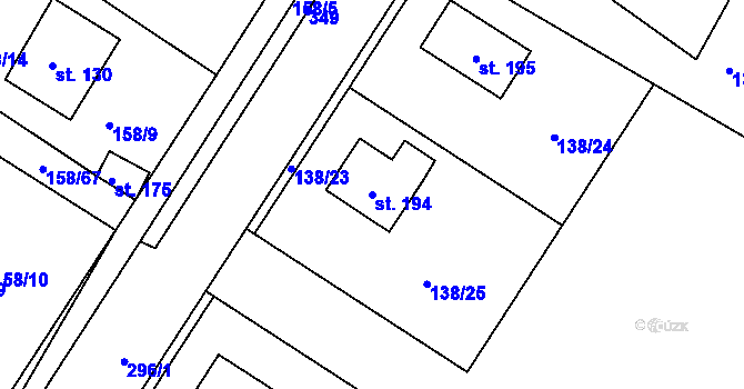 Parcela st. 194 v KÚ Čepí, Katastrální mapa