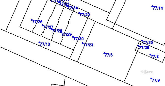 Parcela st. 77/23 v KÚ Čepí, Katastrální mapa