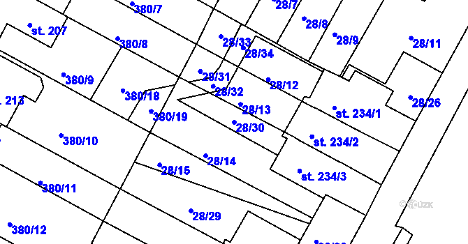 Parcela st. 28/30 v KÚ Čepirohy, Katastrální mapa