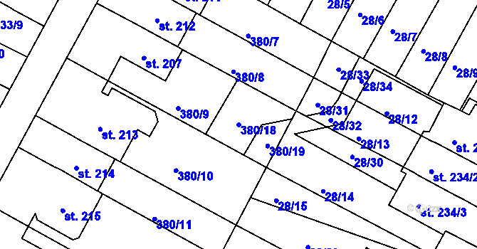 Parcela st. 380/18 v KÚ Čepirohy, Katastrální mapa