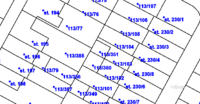 Parcela st. 113/351 v KÚ Čepirohy, Katastrální mapa