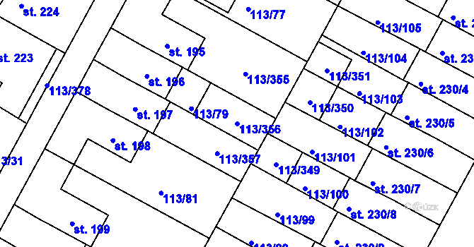Parcela st. 113/356 v KÚ Čepirohy, Katastrální mapa