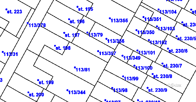 Parcela st. 113/357 v KÚ Čepirohy, Katastrální mapa