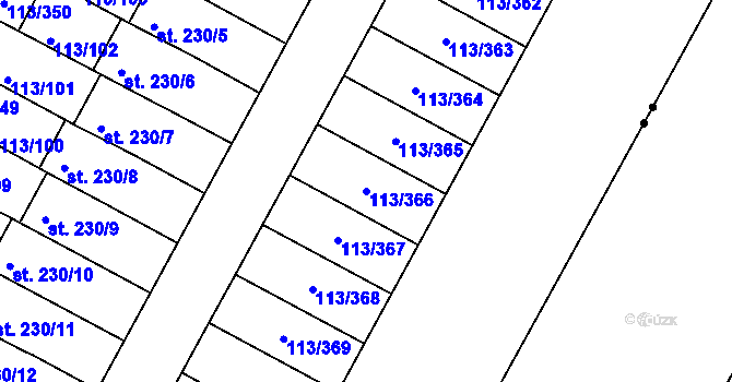 Parcela st. 113/366 v KÚ Čepirohy, Katastrální mapa