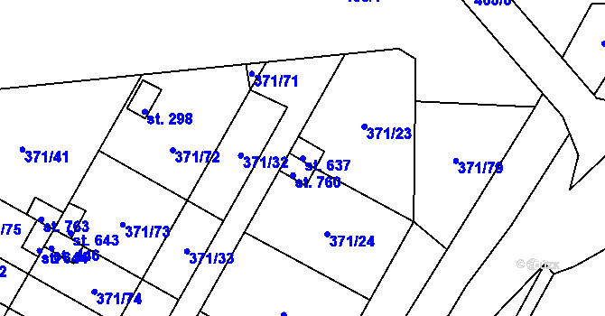 Parcela st. 637 v KÚ Čepirohy, Katastrální mapa