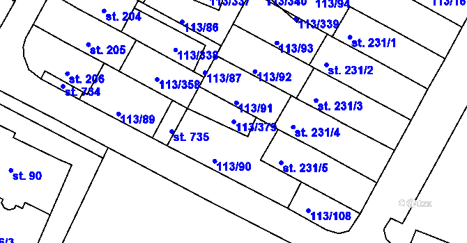 Parcela st. 113/379 v KÚ Čepirohy, Katastrální mapa
