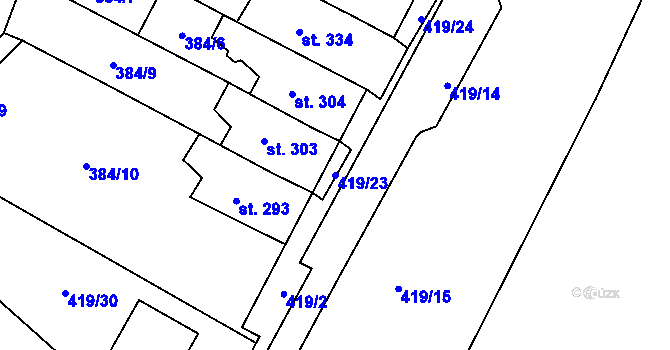 Parcela st. 419/23 v KÚ Čepirohy, Katastrální mapa
