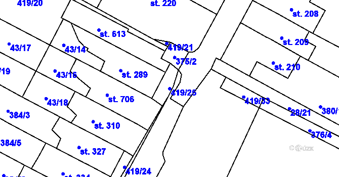 Parcela st. 419/25 v KÚ Čepirohy, Katastrální mapa