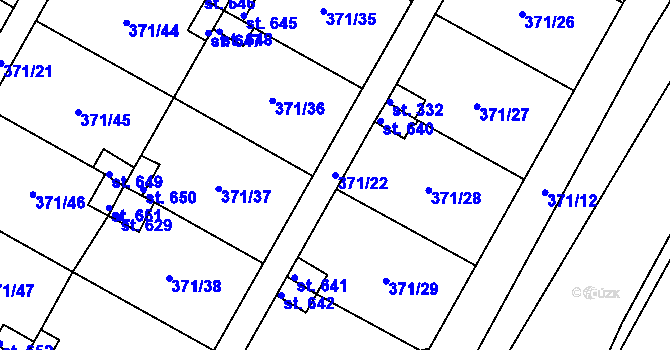 Parcela st. 371/22 v KÚ Čepirohy, Katastrální mapa