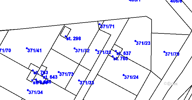 Parcela st. 371/32 v KÚ Čepirohy, Katastrální mapa