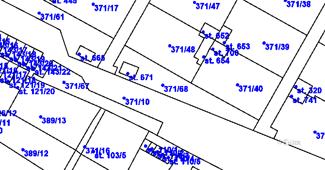 Parcela st. 371/68 v KÚ Čepirohy, Katastrální mapa