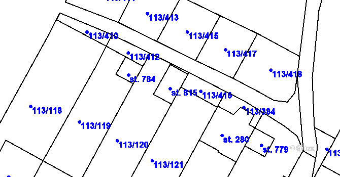 Parcela st. 815 v KÚ Čepirohy, Katastrální mapa