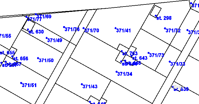 Parcela st. 371/75 v KÚ Čepirohy, Katastrální mapa