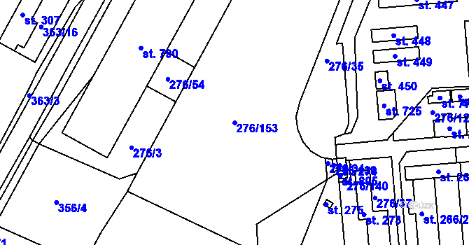 Parcela st. 276/153 v KÚ Čepirohy, Katastrální mapa