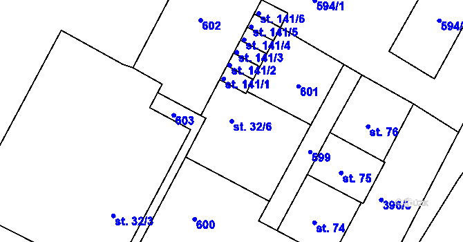 Parcela st. 32/6 v KÚ Čepirohy, Katastrální mapa
