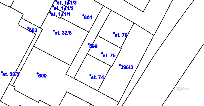 Parcela st. 75 v KÚ Čepirohy, Katastrální mapa