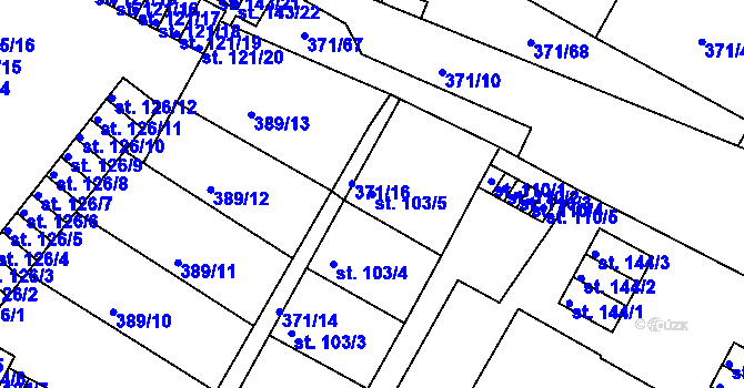 Parcela st. 103/5 v KÚ Čepirohy, Katastrální mapa
