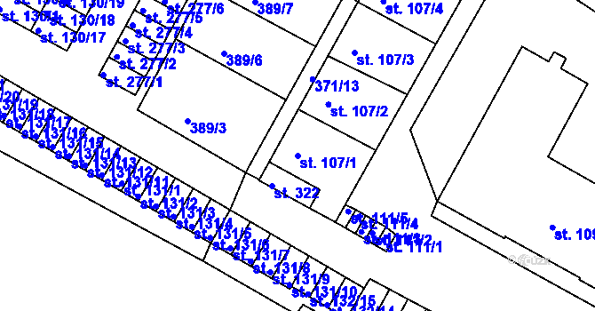 Parcela st. 107/1 v KÚ Čepirohy, Katastrální mapa
