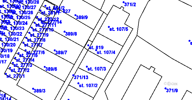 Parcela st. 107/4 v KÚ Čepirohy, Katastrální mapa