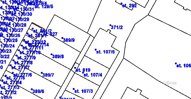 Parcela st. 107/5 v KÚ Čepirohy, Katastrální mapa