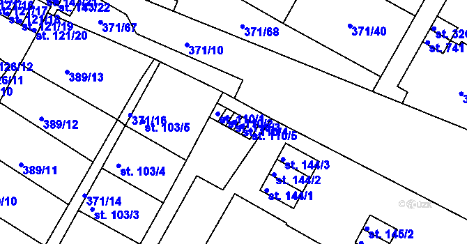 Parcela st. 110/3 v KÚ Čepirohy, Katastrální mapa