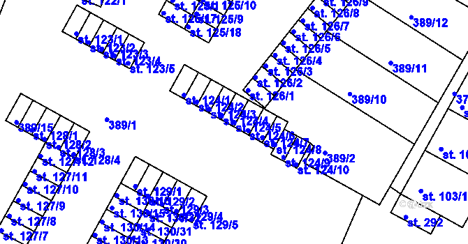 Parcela st. 124/5 v KÚ Čepirohy, Katastrální mapa