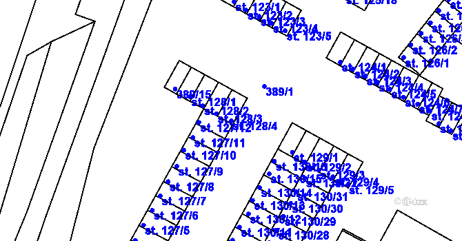 Parcela st. 128/4 v KÚ Čepirohy, Katastrální mapa