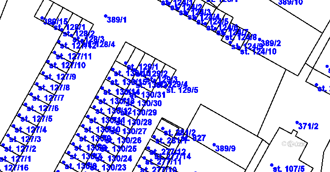 Parcela st. 129/5 v KÚ Čepirohy, Katastrální mapa