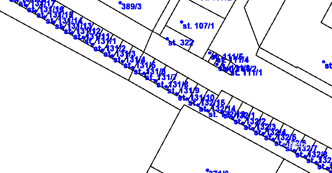 Parcela st. 131/9 v KÚ Čepirohy, Katastrální mapa